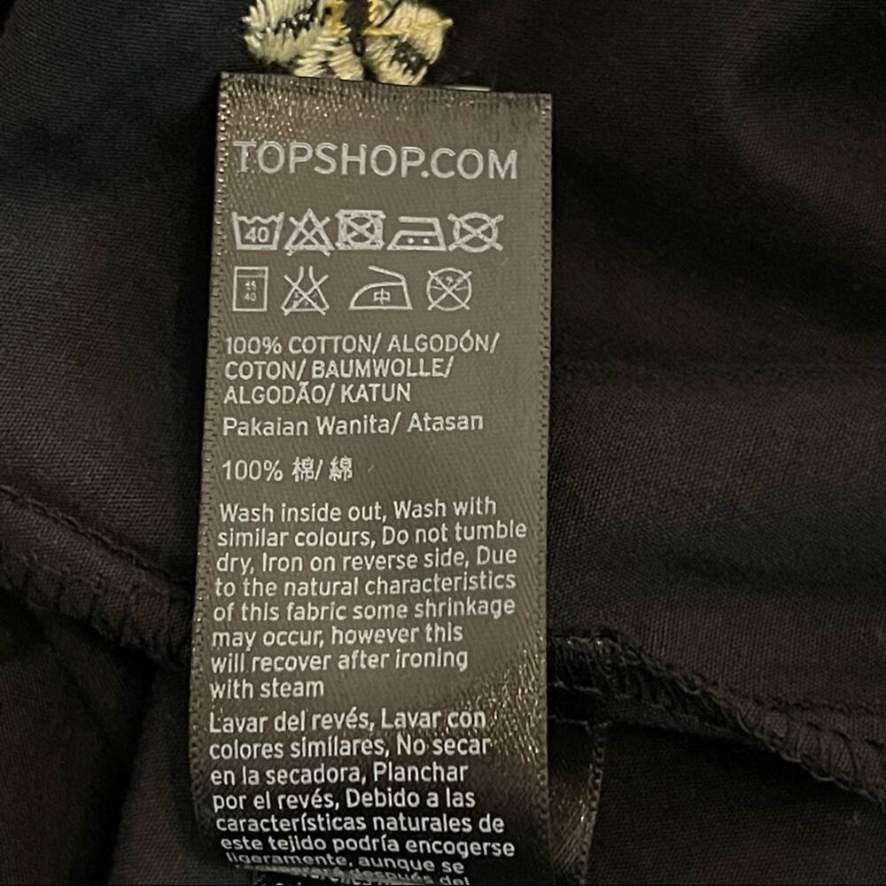 Topshop Black Off The Shoulder Embroidered Floral Top Size 8 - Picture 8 of 10